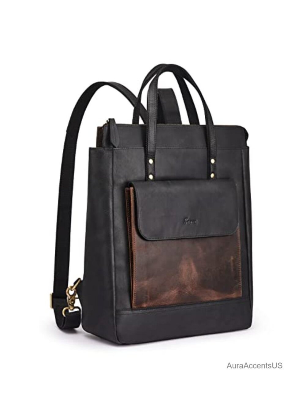 Genuine Leather Backpack Purse Vintage Handbag Laptop Travel